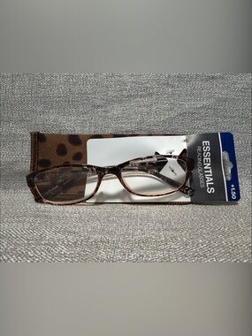 +1.50Essentials Women's Leopard Print Reading Glasses in Brown & Black Snake